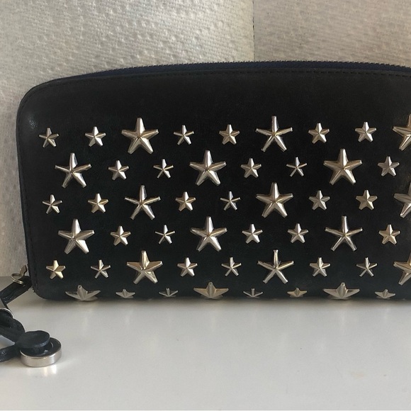 AUTHENTIC Jimmy Choo Nellie Navy Star Studded Wallet - Picture 2 of 6